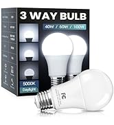TJOY 3 Way Light Bulbs 40 60 100 Equivalent Daylight White 5000K, Standard A19 Three Way Light Bu...