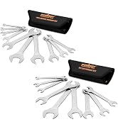 HORUSDY Thin Open End Wrench Set | Bike Wrench Set with Rolling Pouch | 19-Piece SAE &amp; Metric | C...