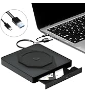External CD DVD Drive, USB 3.0 & Type-C Portable CD DVD Burner, +/-RW CD ROM External DVD Drive f...
