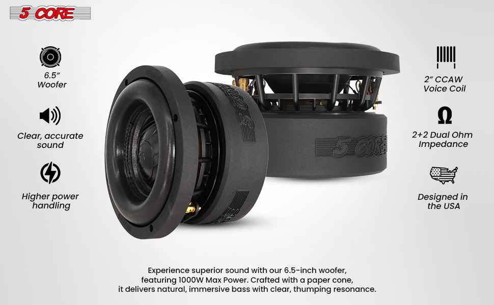 6.5 Inch Subwoofer, 6.5 Inch Subwoofer Speaker, Speaker 1000W Max, Car Bass Sub Woofer