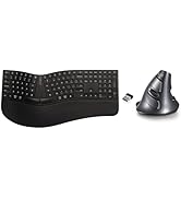 DeLUX Rechargeable Wireless Thin Ergonomic Keyboard and Mouse Combo (GM909 &amp; M618G DB)