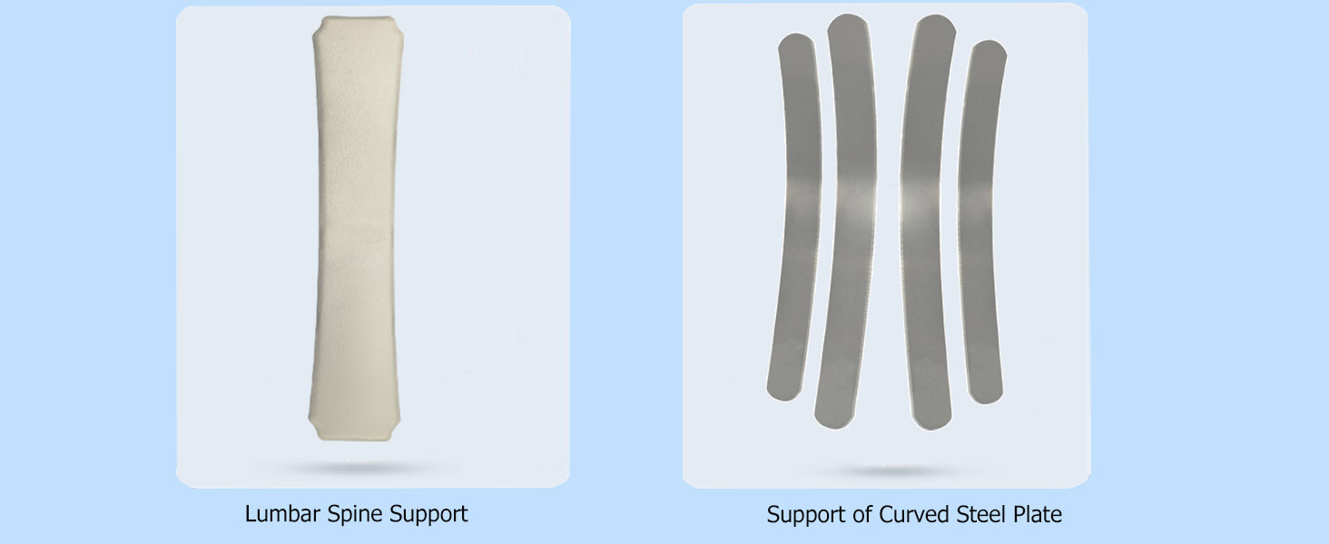 STRONGER SUPPORT, 1 LUMBAR SPINE SUPPORT+SUPPORT OF 4 CUREED STEEL PLATES