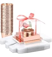 EUSOAR Clear Cupcake Boxes with Cupcake Liners, 50pcs 3.5 Inch Cupcakes Holder and 50pcs 3.5oz Ba...