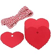 G2PLUS Small Heart Tags,100PCS Kraft Paper Gift Tags with String, Red Christmas Gift Tags, Blank ...
