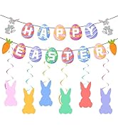 Easter Decorations Indoor, HAPPY EASTER Decor Easter Party Decorations Set, Egg Bunny for Home Of...