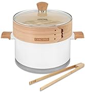CONCORD 10" Stainless Steel Steamer Pot with Natural Bamboo Steamer 24 CM Steaming Cookware (Snow...