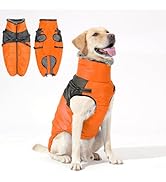 Dog's Winter Jacket Harness Integrated, Snowproof and Waterproof, Adjustable Zipper, Fleece-Lined...