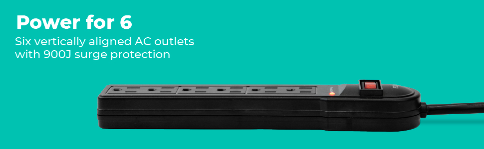 KMC 6-Outlet Surge Protector Power Strip - Power for 6 Banner