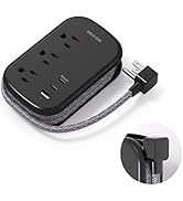 USB C Travel Power Strip, Ultra Flat Extension Cord, Flat Plug Power Strip, 3 Outlets with 3 USB ...