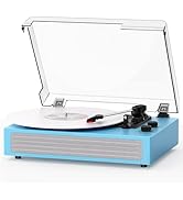 MANGOSTAN Vinyl Record Player, 3-Speed Belt-Driven Turntable with Built-in Stereo Speakers, Bluet...