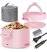 3-IN-1 Electric Lunch Box, 33.8OZ Portable Food Warmer 12V/24V/110V Heated Leakproof Lunch Box El...