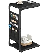 Vovonusy C-Shaped End Table, Small Couch Side Table with Storage Bag, Sofa Table for Living Room,...