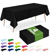LANLISA 4 Pack Black Plastic Tablecloth Disposable, 54 x 108 Inch Rectangle Table Cloth, Party, G...