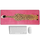 PaJiaNi Pink Boho Cheetah Decor Desk Mat,XL Large Bold Leopard Animal Mouse Pad,Vibrant Retro Pop...