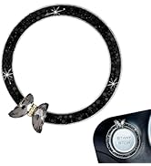 YAWUROU Car Push Start Button Decoration Ring, Crystal Butterfly Automotive Engine Button Cover R...