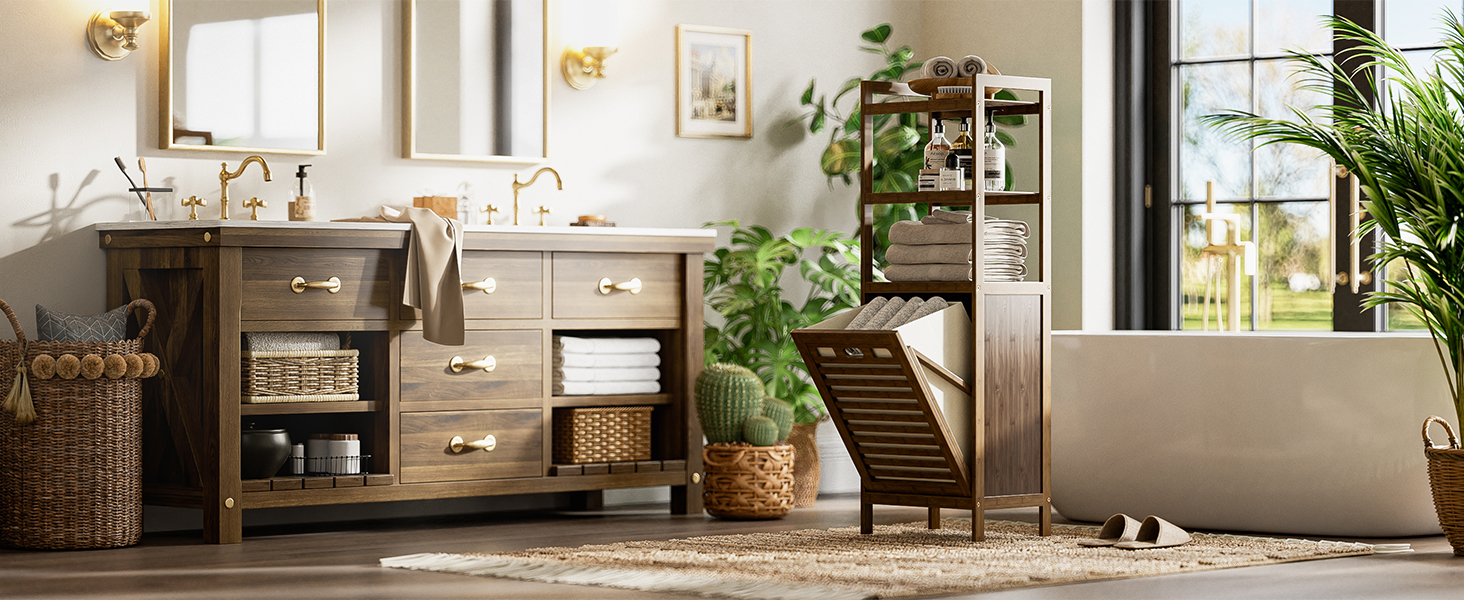 bathroom tilt out laundry hamper cabinet