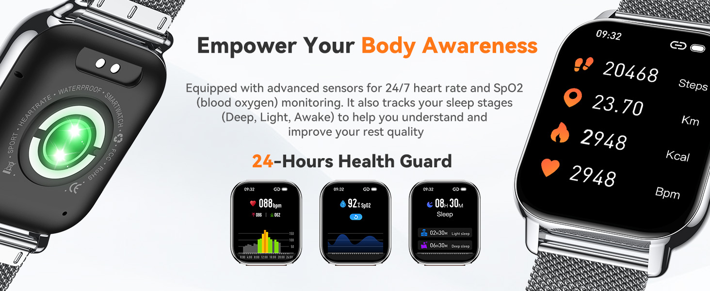 android smart watch; heart rate monitor watch; Blood oxyage watch; Step tracker