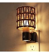 L LOHAS LED Night Lights Plug into Wall, Cylindrical Ironwork Boho Lampshade Decor Night Light, 3...