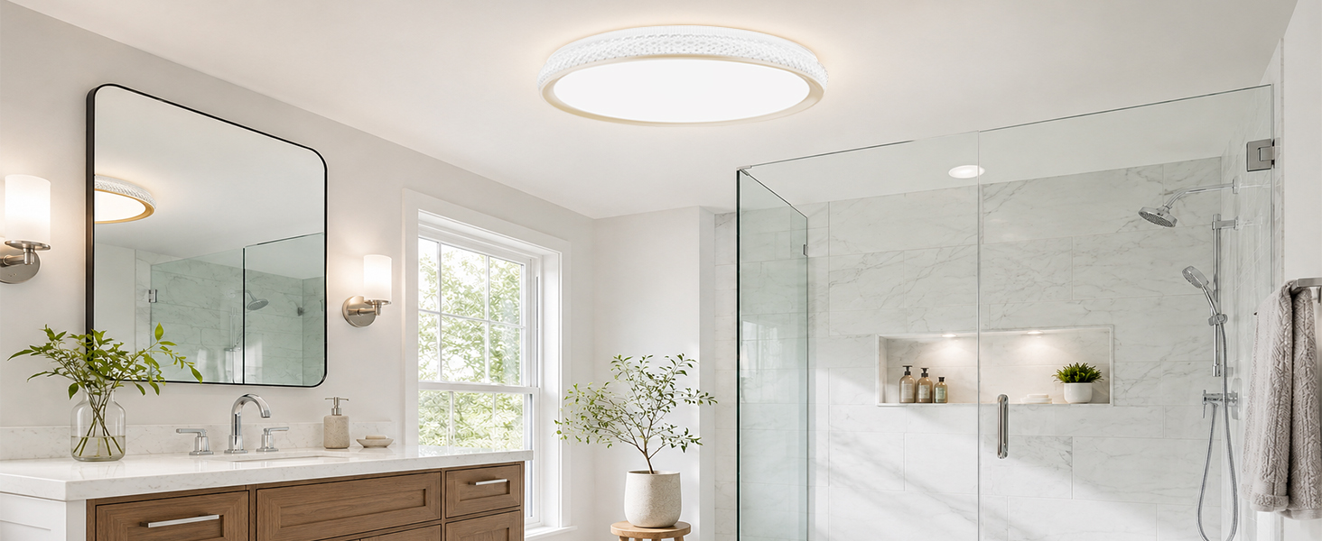 LED Flush Mount Ceiling Light Fixture 5CCT Dimmable Modern Close to for Kitchen Bedroom Bathroom