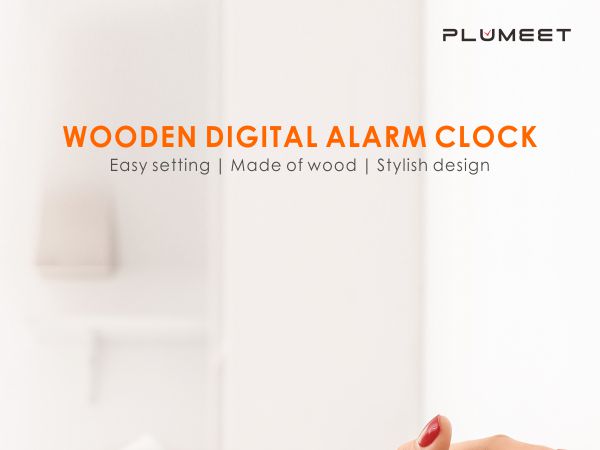 wooden digital alarm clock