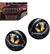 YAWUROU 2 PCS Beast Eyes Headlight Decals, 3D Stereo Round Headlights Sticker, Self-Adhesive Desi...