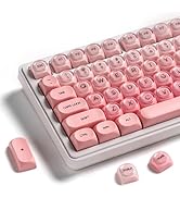 PBT Keycaps, XVX Pink Jelly HOA Profile Key Cap, 132-Key Cute Custom Keycaps (for Mechanical Keyb...