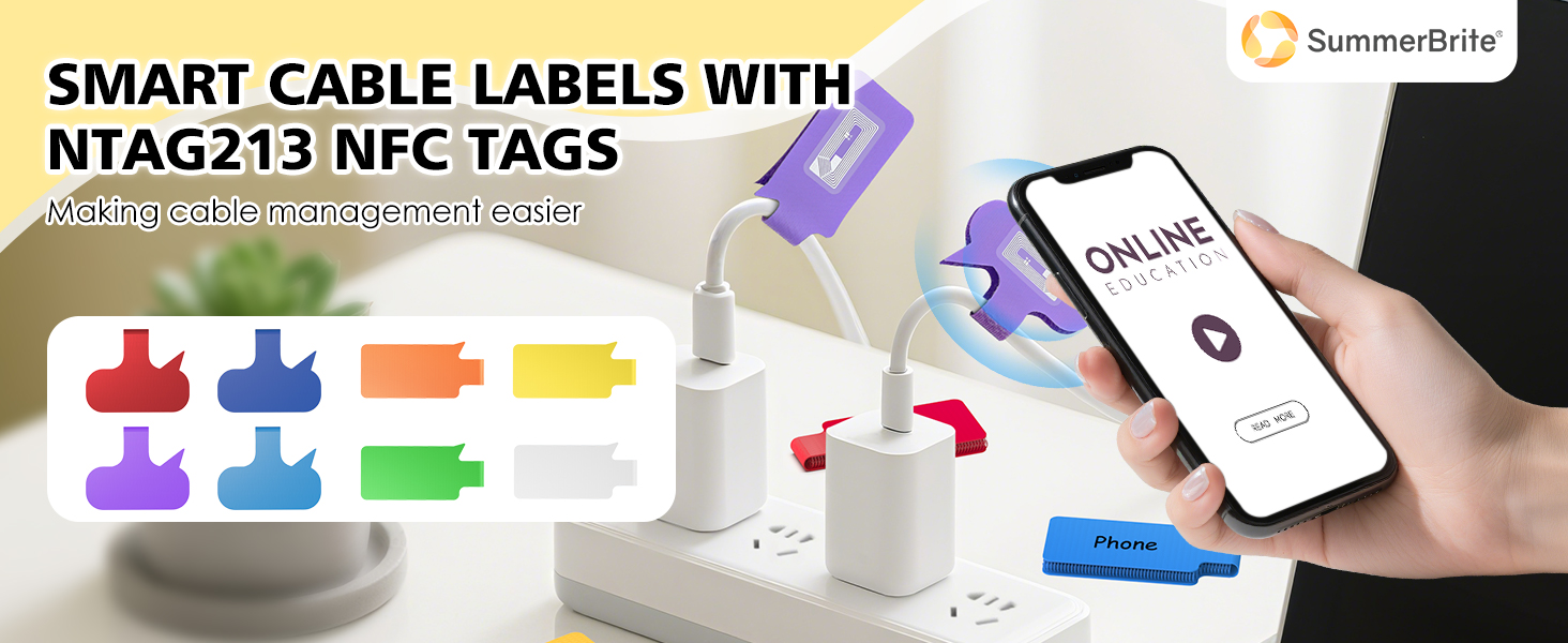 1 cable cord labels for electronics with NFC tags stickers