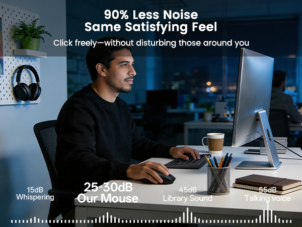 Whisper-quiet clicks make it perfect for late-night work, open offices, and video meetings.