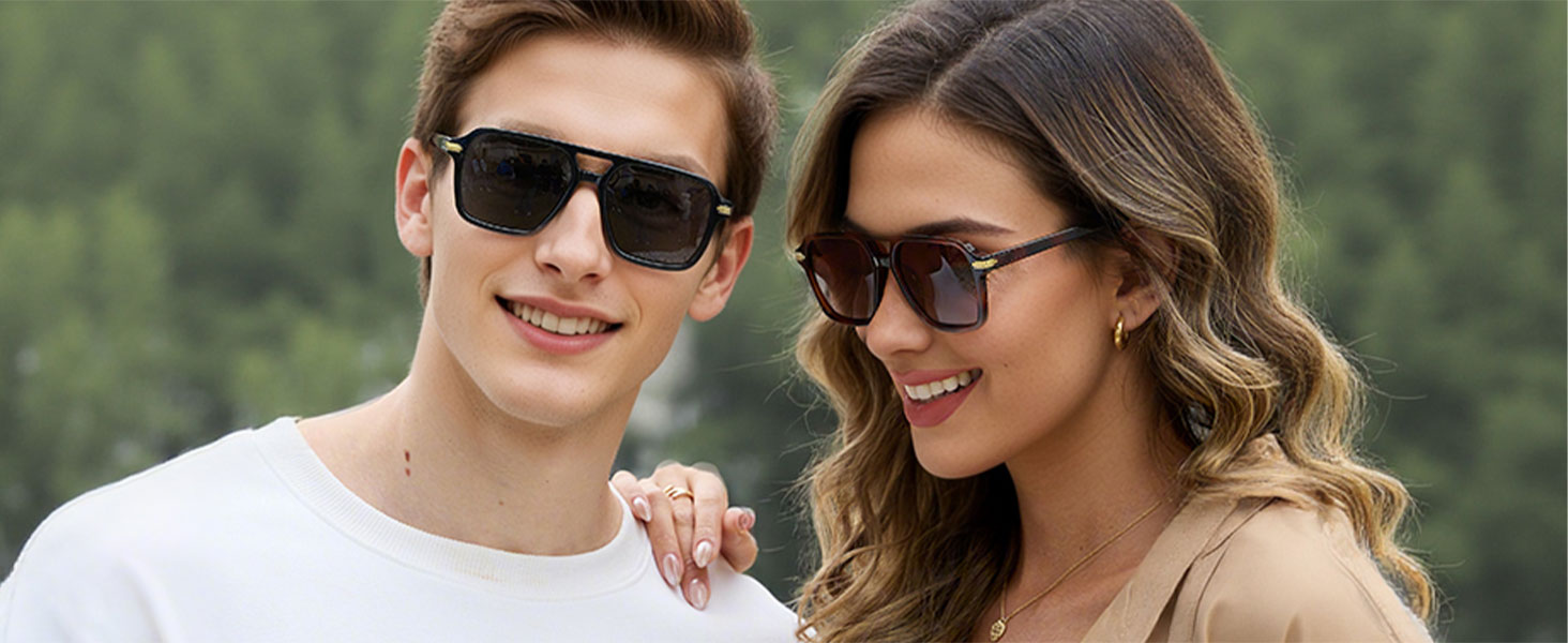 ANDWOOD Retro Polarized Aviator Sunglasses for Women Men Classic 70s Vintage Trendy Square Aviators