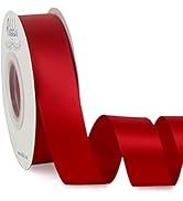 Ribbli Double Faced Red Satin Ribbon,1” x Continuous 25 Yards,Use for Bows Bouquet,Christmas Gift...