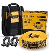 BUNKER INDUST Heavy Duty Tow Strap Recovery Kit, 3" x 30ft Recovery Straps + Pair 3/4 D Ring Shac...