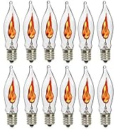 Goothy 12 Pack Christmas Flicker Flame Light Bulbs, Crystal Clear Chandelier Flickering E12 Cande...