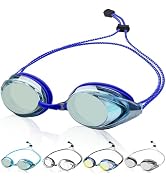 Otionus Swim Goggles for Adult Men Women Youth, Bungee Strap Swimming Goggles No Hair Pulling Mir...