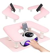 Arm Rest for Nails Tech with Nail Table Mat and Phone Holder,Adjustable Base U-shaped Manicure Na...