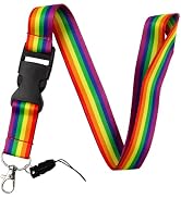 juanooo Cool Breakaway Rainbow Badge Lanyard for Keys &amp; ID Holder Cute Flag Key Lanyard for ID Ba...