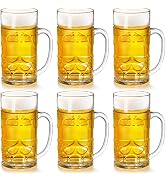 Mezchi 6 Pack Plastic Beer Mugs, 20 oz./600ml Beer Steins with Handles, Resuable Beer Drinking Cu...