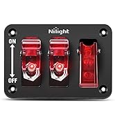 Nilight 3 Gang Toggle Switch 12V Rocker Switch Panel with LED Light and Flip Cover Heavy-Duty ON/...