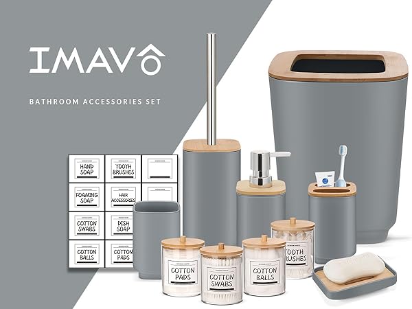 gray bathroom accessory set