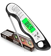 Meat Thermometer Digital,IP67 Waterproof Cooking Thermometer with Backlight, Calibration &amp; Hold F...