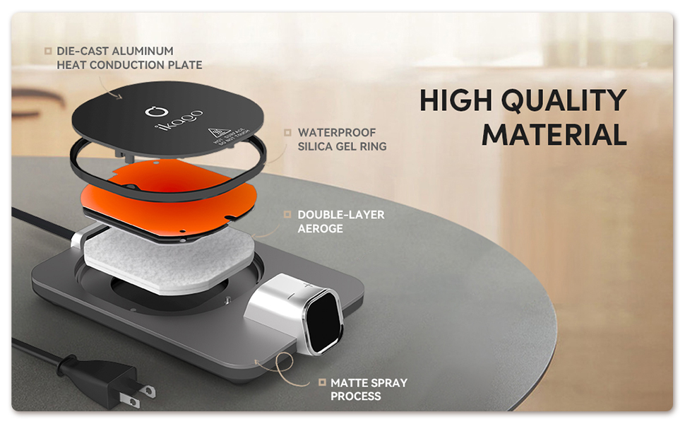 ikago smart mug warmer adopts top materials to achieve high heating performance and ensure safety 