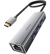 USB C to Ethernet Adapter | 4-in-1 USB-C Hub to Gigabit RJ45 with 3-Port USB [Thunderbolt 3/4 Com...