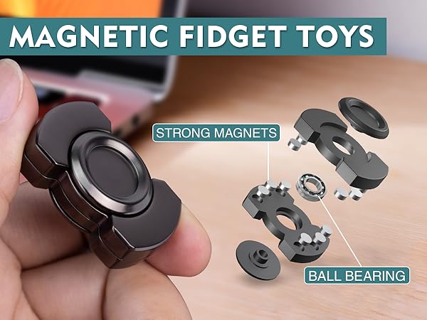 fidget spinner,metal magnetic fidget toy slider EDC Stainless Steel Titanium Black Silver Small