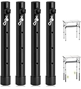 Anbte 4pcs Folding Table Leg Extenders, 4 Levels Adjustable Height Rise Up to 13 in, Heavy Duty S...