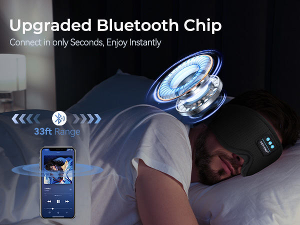Wireless Music Eye Mask with Timer, Gifts for Men Women, Black