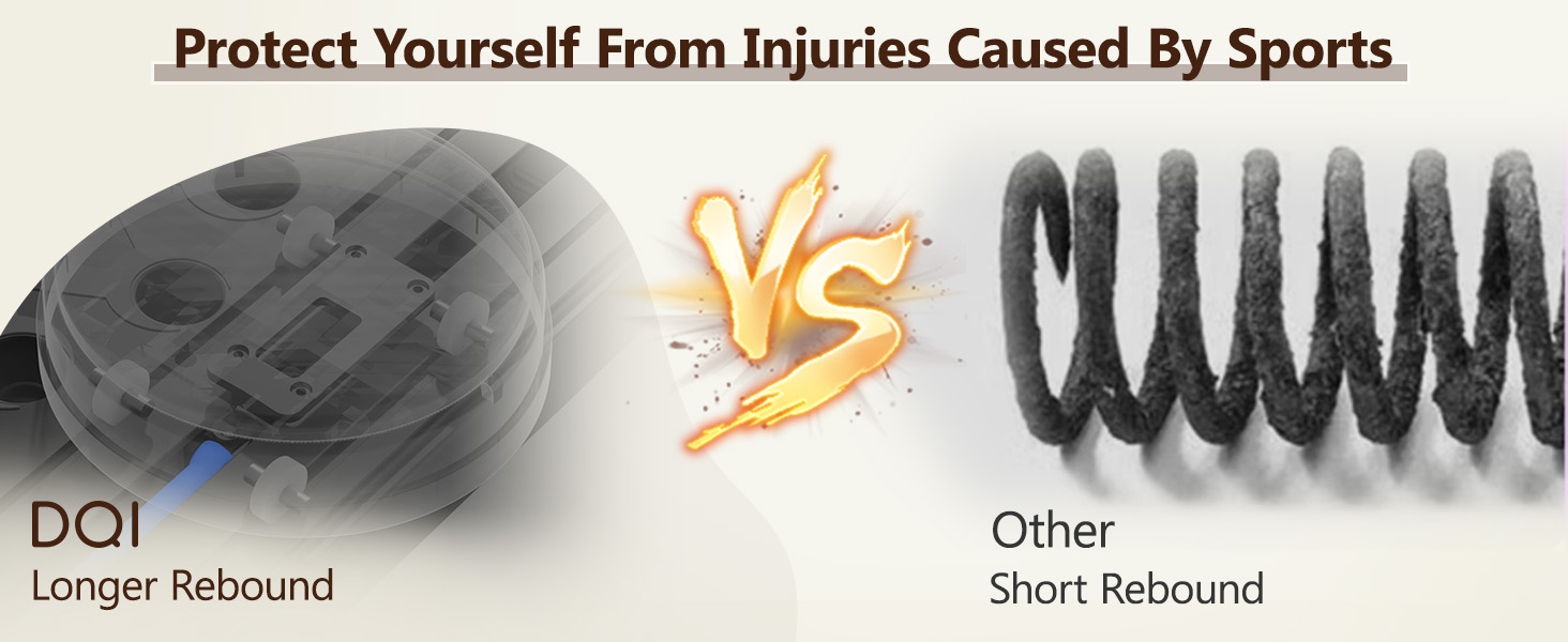 DQI pilates board featuring longer rebound for smoother training compared to short-spring equipment.