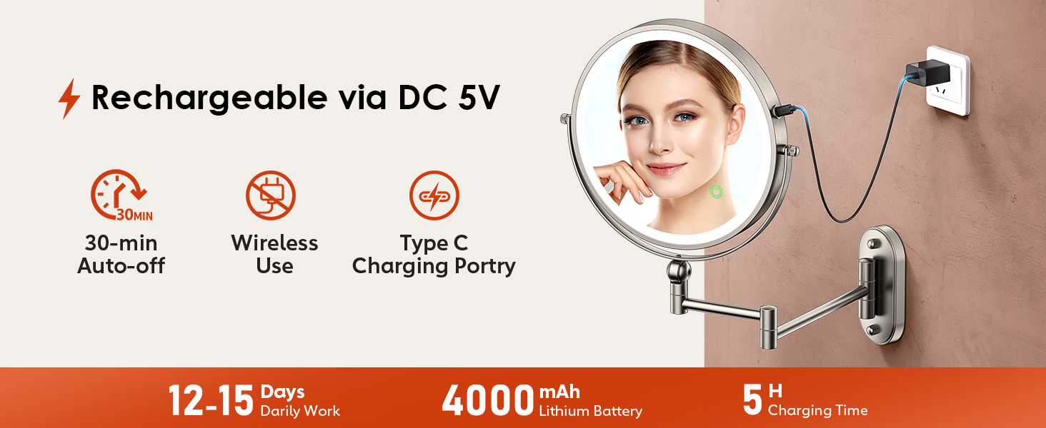 Wall Mounted Lighted Makeup Mirror Magnifying Mirror with Light