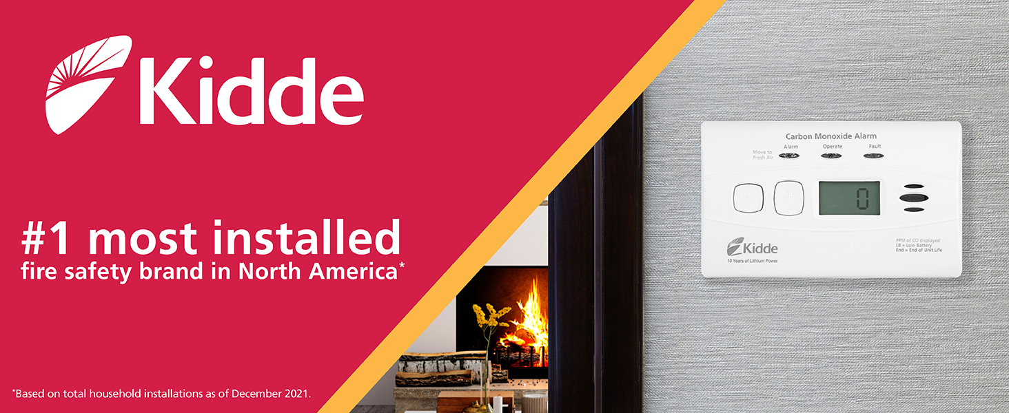 Kidde Carbon Monoxide Detector with Lithium Battery, Digital Display &amp; 3 LED Lights