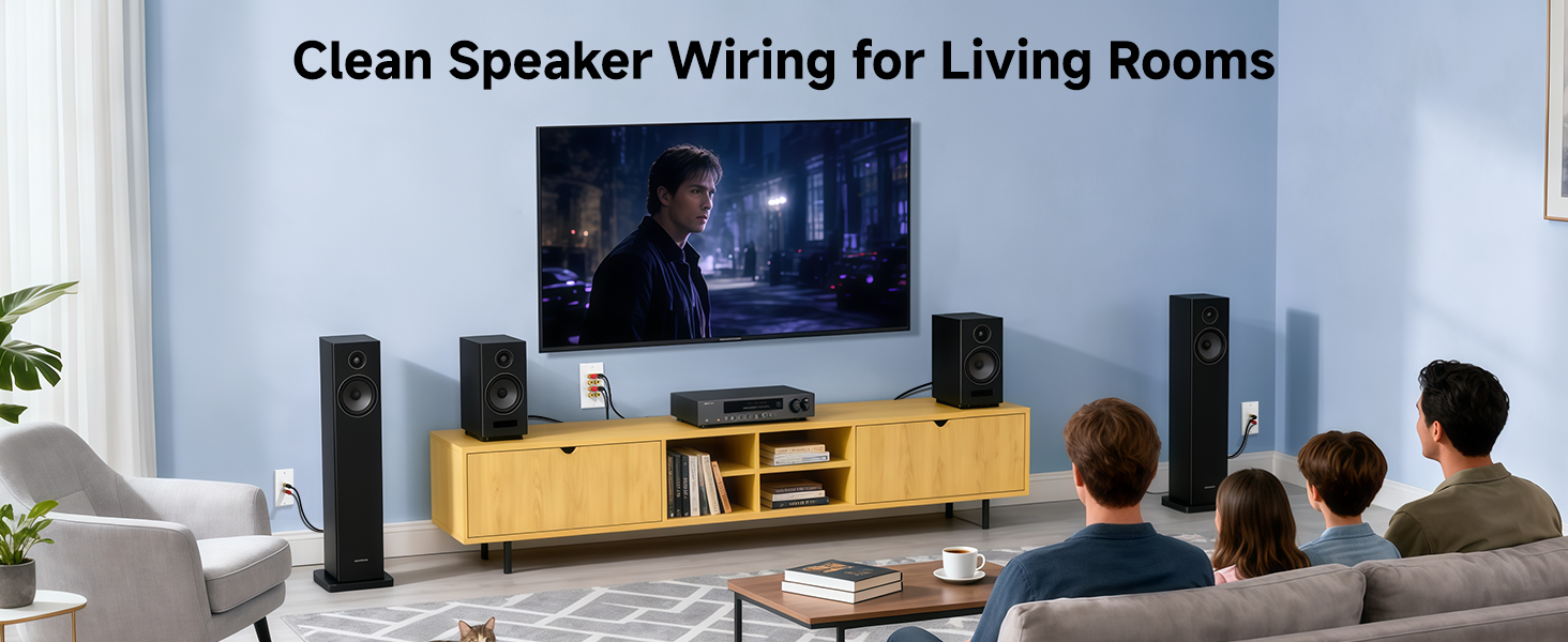 Speaker wall plate with gold-plated connectors for clear audio