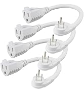 [4 Pack] Flat Plug Short Power Extension Cord - 6inch White Low Profile Flat Head 3 Prong Grounde...