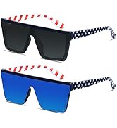 LYZOIT Square Oversized Sunglasses for Women Men Big Flat Top Fashion Shield Large UV Protection ...
